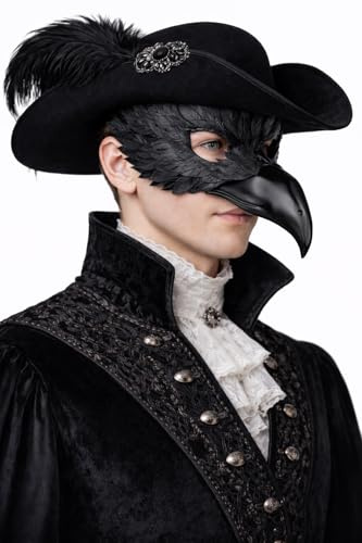 MIMIKRY Venezianische Schnabelmaske Maske Rabe Schwarz Vogel Venedig Maskenball Commedia dell'arte Halloween