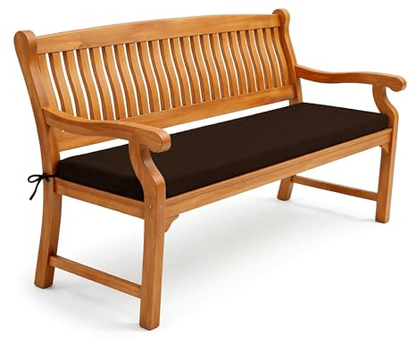 POKAR Bankauflage 160x40 cm | Bankkissen mit abnehmbarem Bezug und Bändern | Sitzauflage für Gartenbank, Sitzbank, Schaukel | Sitzpolster für Indoor und Outdoor | Oeko-TEX | Made in EU | Braun
