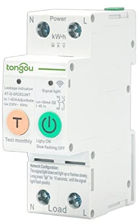 ICOSAR eEnergy Monitor Tuya Compteur d'énergie intelligent 1-63 A réglable Kwh Compteur de suivi Minuteur Relais avec protection contre les fuites Compteur électrique