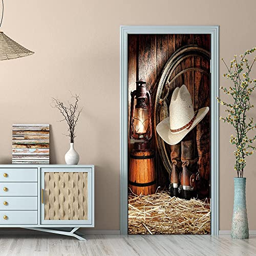3D Türfolie Selbstklebend Blume Türtapete Selbstklebend Wasserdicht Pvc Wandaufkleber Türposter Fototapete Alte Cowboystiefel 90 X 200 Cm Türaufkleber Wandbild Für Tür Wohnzimmer Schlafzimmer Küche U
