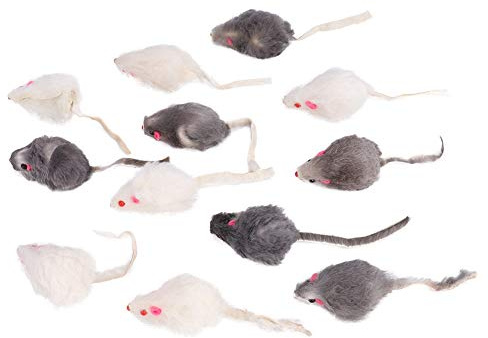 JTLB Katzenspielzeug-Maus, Spielzeug, 12 Mäuse aus Kaninchenfell, 14 X 10 X 4, 12 Stück, Haustier-Katzenspielzeug, Kleine Plüschmaus, Lustiges Katzenspielzeug, Gefälschte Maus