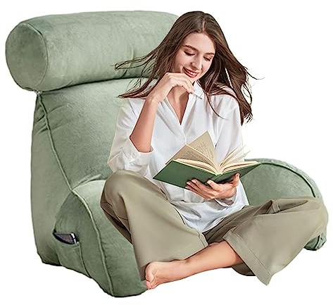 AMZZHAO Lesekissen Stützkissen Bücherkissen Bettruhekissen Rückenkissen Keilkissen Nackenkissen Dekokissen Fernsehkissen mit Armlehnen und Nackenstütze für optimalen Sitzkomfort