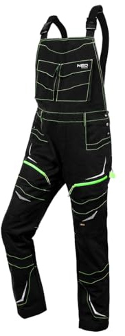 NEO TOOLS Pantalon de Travail Homme Stretch Premium, Renforts Cordura Genoux, Multi-Poches, Respirant Coton, Bandes Réfléchissantes, Confort Pro Chantier, XXL