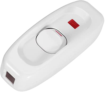 Tischlampen-Schalter 250V/10A mit LED-Anzeige - Ein/Aus-Kabelschalter für Lampen, Weiß - Einfache Installation (Weiß)
