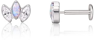 limerencia 18G Titanio Tragus Piercing, 2 Pezzi Medico Labbro Piercing Labret Plug Press Fit Senza Fili Ipoallergenico Helix Piercing Orecchio per Lingua Sopracciglio Labbro Septum Naso Piercing