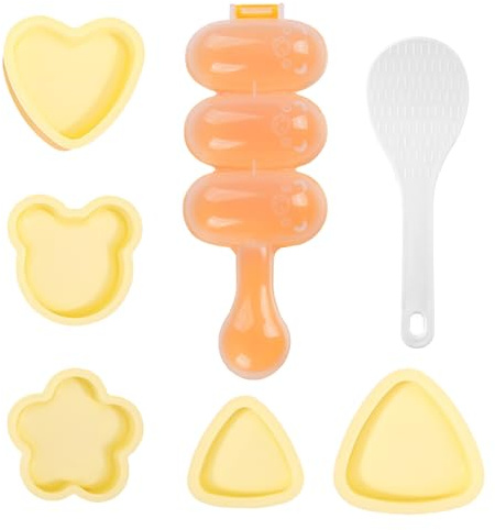 DAZZLUXE Lot de 7 moules à sushis - Moule pour la fabrication de boules de riz - Outil de complément alimentaire pour bébé - Moule à boulettes de riz anti-adhésif - Forme triangulaire