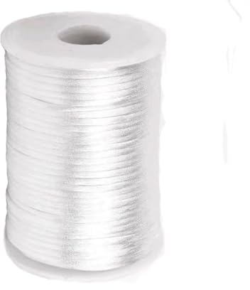 Paybous Cordoncino in nylon satinato, 3 mm x 47 metri, per nodi cinesi, macramè, bracciali, collane e gioielli (bianco)