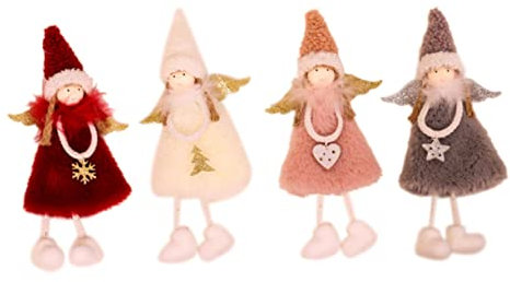 TOPBATHY 4 Stück Engelspuppen Stoff Weihnachtshandwerk Weihnachtsbaumschmuck Weihnachtsanhänger Weihnachtsstoff Dekorationen Weihnachts Hängeanhänger Weihnachtsbaum Hänger