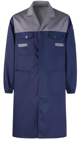 Oralidera Camice da Laboratorio da Uomo Blu da Lavoro Camicia Meccanico Manica Lunga Camice da Officina Giacca da Lavoro, Grigio, XXL