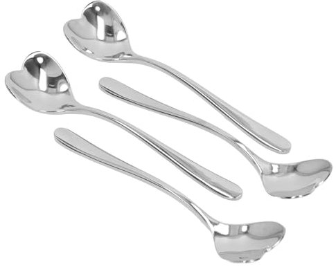 Small teaspoons for Tea 12×9×2 4pcs Coffee Spoon Stainless Steel Heart Shaped Tea Dessert Sugar Stirring Spoon for Cafe Heart Spoons for Coffee Stainless Steel Heart Scoop