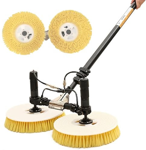 Eastnmythet Electric Solar Photovoltaic Panel Cleaning Brush(Dual Head) with Telescopic Rod, Solar Panel Cleaner Robot Water Fed Window Cleaning Kit,Lithium Battery-3.5m/11ft