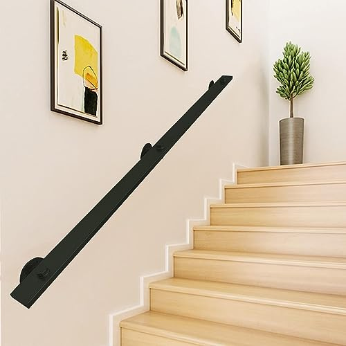 Corrimano per scale in metallo nero moderno per scale interne ed esterne montaggio a parete ringhiera in ferro battuto con supporto a parete 200 cm