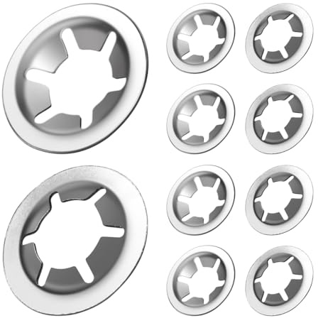 FOMGIIN Rondelles Metal de Blocage Clips de Fixation M3 x 9mm, 10 Pièces Circlip Rondelle de Blocage, Rondelles Stalock Rapide Pousser Fixations, inox 304 Circlips Rondelle