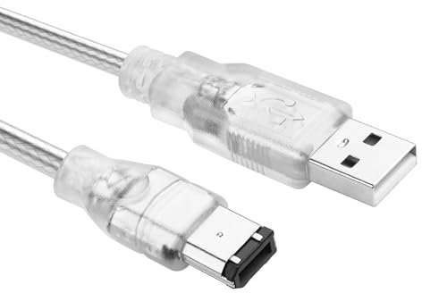 Firewire to USB Adapter Cable, Firewire IEEE 1394 6 Pin Male to USB 2.0 A Male Adapter Converter Cable for Printers, Scanners, Digital Cameras - 6 Feet (USB A Male to 6 Pin)