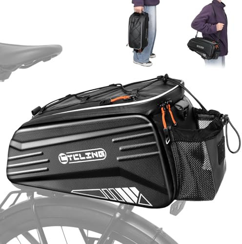 Eyein Fahrradtasche für Gepäckträger, 8,6L wasserdicht Hartschale Fahrrad Gepäckträgertasche mit Regenschutz und Schultergurt - Multifunktionale Hinter Gepäcktasche als Umhängetasche Handtasche