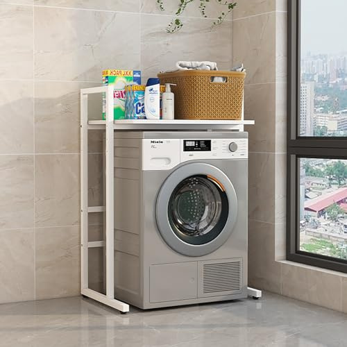 Mueble Lavadora Secadora Exterior,Estanteria Lavadora,Mueble Encima Lavadora,Armario Lavadora Y Secadora Vertical,Soporte De Altura Ajustable Para Secadora,Para Entrada(White)