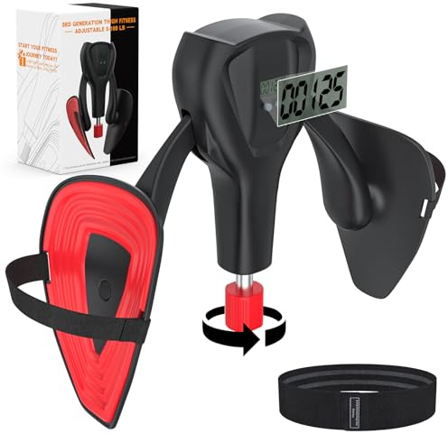 3rd Gen Thigh-Train 0-100 lbs Adjustable Resistance Inner Thigh Train Exercising Counter with Leg Straps Band Pelvic Floor Kegel Hip Exercise Workout Equipment Pilates Women Men (Black)