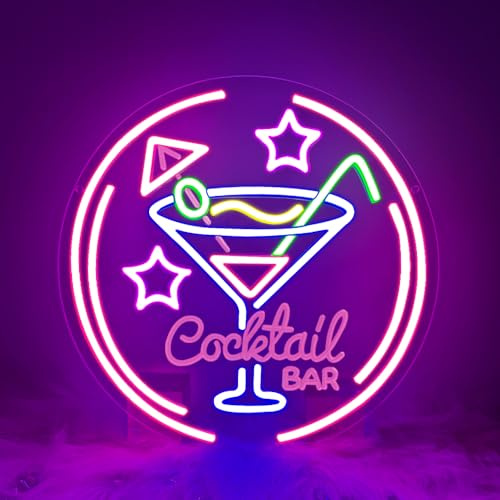 RuCvixkt Cocktail Bar Neon Schild für Bar Dekor, LED USB Power Neon Lichter für Home Bar Pub Party Mann Höhle Gaming Wand Dekor, Geschenke für Jungen, Geburtstag Weihnachten