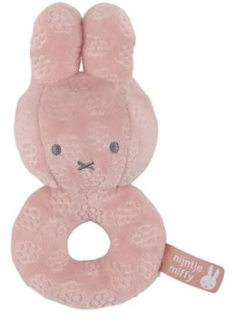 Miffy – Rassel Blume Rosa – Baby Geburt – Ultra weich – mit Glöckchen – klein – sensorisches Erwachen – tragbar – originelles Geschenk – Zubehör für Kinder