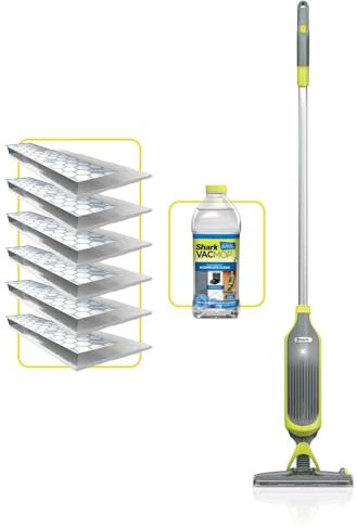 Shark VacMop 2-in-1 Cordless Hard Floor Vacuum Spray Mop, 6x Disposable Pad Refills, 355ml Multi-Surface Floor Cleaner, Lightweight 1.5kg, Maintenance-Free Disposable Pads, Charcoal Grey, VM200UK