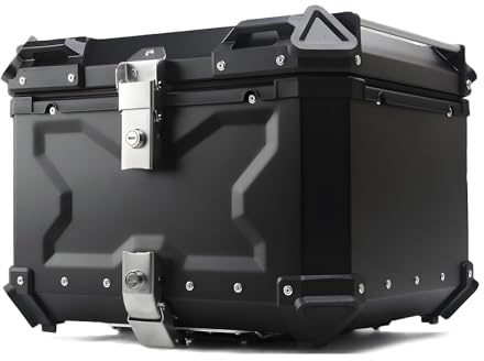 Caja Superior para Motocicleta,Baul Moto Aluminio,Maleta Moto Trasera,Caja De Cola De Motocicletas,Cajas De Moto para Almacenamiento De Cascos,con Cerradura De Seguridad,BlackB-65L