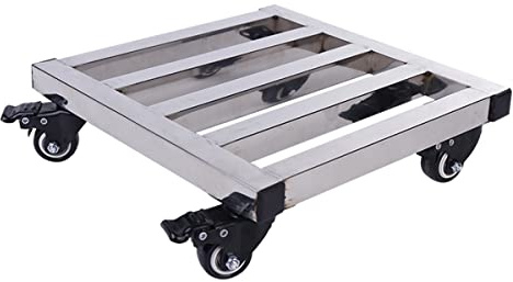 Pflanzenständer aus Edelstahl – 30,5 cm/40,6 cm/50,8 cm Pflanzenroller mit Bremse, robuster Untersetzer für Balkon und Garten, maximale Belastung 150 kg (Größe: 50 x 50 cm)