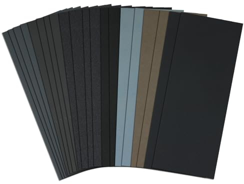 Arvoni 20 PCS Fine Sheet Wet and Dry Sandpaper, 120 to 10000 Grits – Suitable for Car Polishing, Wood Processing, Metal Surfaces, Paint, Porcelain, Plastic, Glass, Stone, etc. (9×3.6 Inches)
