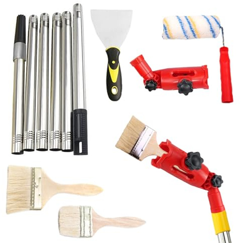 Paint Roller - Multifunctional Paint Roller Set With Extension Pole And Brush | Home Projects Renovation Tool For Ceilings, Doors, Patios, Fences And