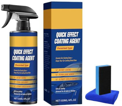 Coches con revestimiento cerámico: spray nanoprotector de 120 ml, potenciador de brillo hidrofóbico, sellador resistente a los arañazos | Durabilidad de 12 meses con protección UV, tratamiento de supe
