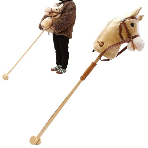 Befeixue Steckenpferd | Kuscheliges Steckenpferd Mit Holzrädern Für Kleinkinder,Mit Sound Für Kinder Rollenspiel Zuhause Innenbereich Kindergarten Cowgirl Weihnachten Geburtstag