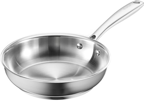 Redchef Bratpfanne 20 cm Induktion edelstahlpfanne unbeschichtet Schüttrand Bratpfanne für alle Herdarten Spülmaschinenfest & backofenfest