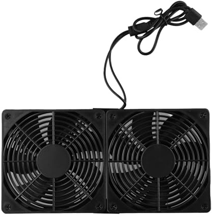 ZYNCUE Ventilador de refrigeración de computadora con doble rodamiento de bolas de 120 mm, 5 V, alimentado por USB, para router, PC, portátil, bajo ruido, 19DBA, color negro