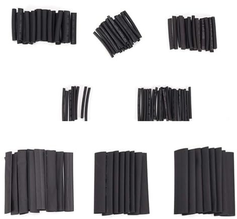 FUZVOL Kit di 127 tubi termorestringenti neri, 12 dimensioni, isolamento elettrico, guaine termorestringenti per cavi elettrici, ideali per riparazioni