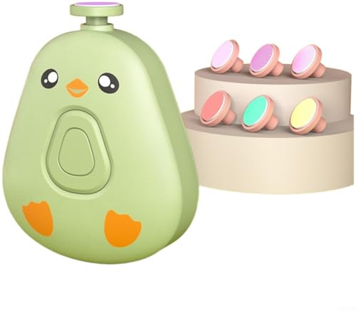 HEIBTENY Smerigliatrice elettrica per unghie per bambini, ricaricabile tramite USB, con 6 teste, basso rumore, 40 dB, 3 velocità, lima delicata per tagliaunghie, per neonati, bambini e adulti, kit