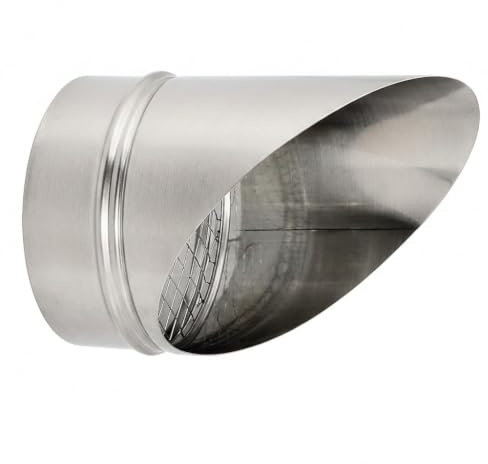 MAKA Comignolo a Becco con Rete, Terminale in Acciaio Inox per Canna Fumaria Camino Stufa a Legna Pellet e Gas, Cappello Antipioggia con Rete Antivolatile(Ø 350 mm)