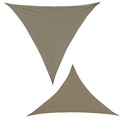 BB Sport Tenda Velo Sole Triangolare Vela Sole Ombreggiante 100% PES Protezione Solare UV 30+ Parasole Giardino Esterni, Dimensione:5m x 5m x 5m, Colore:Cappuccino