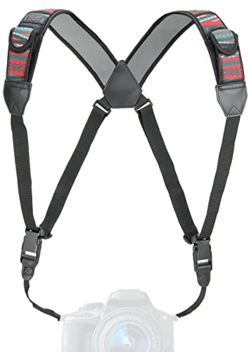 USA Gear DSLR Camera Strap Chest Harness with Southwest Neoprene Pattern and Accessory Pockets - Compatible with Canon, Nikon, Fujifilm, Sony More Point & Shoot, Mirrorless Cameras