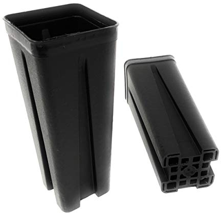 GREEN24 20 Stck. Vierecktopf 7 x 7 x 18 cm - Profi Spezialtopf für die Anzucht von Tiefwurzlern, extra robust | Pflanztopf Blumentopf Vierkant-Topf (20 Stück)