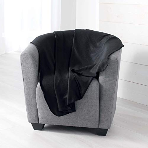 Douceur d'Intérieur Milou Plaid, Polyester, Schwarz, 125 x 150 cm