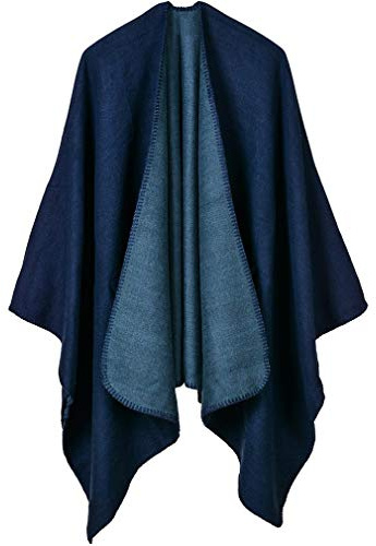 Lifetooler Shawls for Women Elegant Knitted Poncho Cape Open Front Cardigan Reversible Oversized Plain Shawl for Evening Wedding