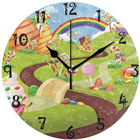Art Arc-en-Ciel Pays Sucrier Pendule Murale Décoratif Horloge de Mur Circulaire Vintage Silencieuse Horloges pour Le Bureau à Domicile Salon Cuisine Chambre école Décor