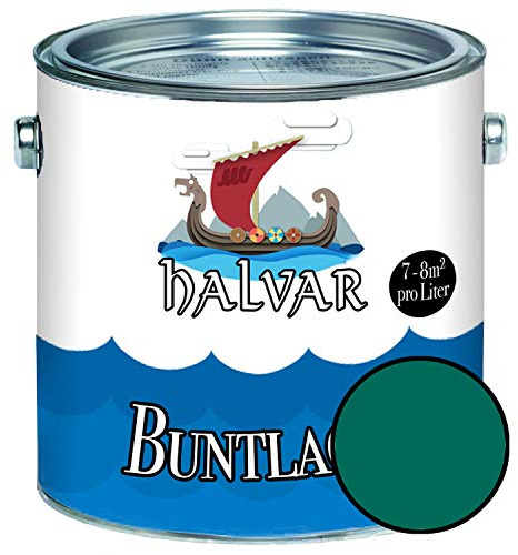 Halvar Barniz para madera y metal, color verde mate, RAL 6000-6037, para madera, para interior y exterior, resistente a la intemperie, protección duradera perfecta (1 L, RAL 6026)