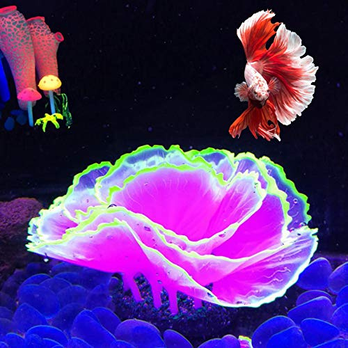 Besimple Aquarium-Korallenornament, leuchtender Effekt, Koralle, Dekoration, Kunstharz, für Aquarium, Landschaft (lila)
