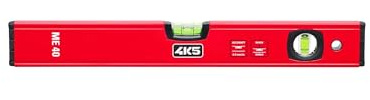 4K5 Wasserwaage 40 cm, ME 40, Aluminiumprofil | Kräftige Wandstärke, 2 stoßfeste Blocklibellen, Gummierte Endkappen, Beidseitig lackierte Messfläche, Genauigkeit < 0,5 mm/m