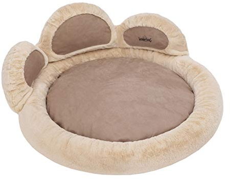 DOGGY Hundebett Katzenbett Haustierbett Katzenliege Hundeliege Sofa Runde Hundekissen Bett Hundematratze Tierbett Hundesofa Matratze, Beige, XXL - ∅105 cm