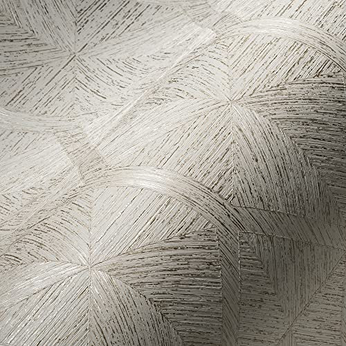 Livingwalls My Home My Spa 3D Tapete Geometrisch Weiß Gold 386903 Vlies Strukturtapete 10,05x0,53m Made in Germany, 10,05m x 0,53m