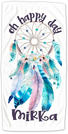 GRAZDesign Badetuch, Duschtuch mit Namen personalisiert, für Kinder und Erwachsene, Zwei Größen (50 x 100 cm, Traumfänger)