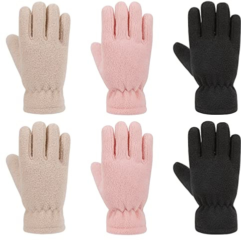 QKURT 3 Paare von Fleece Kinderhandschuhe,Kleinkind Stretch-Fäustlinge Kinderhandschuh Fit für 4~7 Jahre alte Kinder Baby Kinder