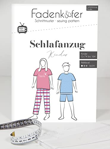 Schnittmuster und Nähanleitung - Schlafanzug Kinder 32 bis 58 weiß