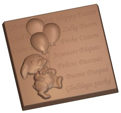 Stampo per cioccolato in policarbonato TAVOLETTA BUONA PASQUA CON CONIGLIETTO (50 gr)
